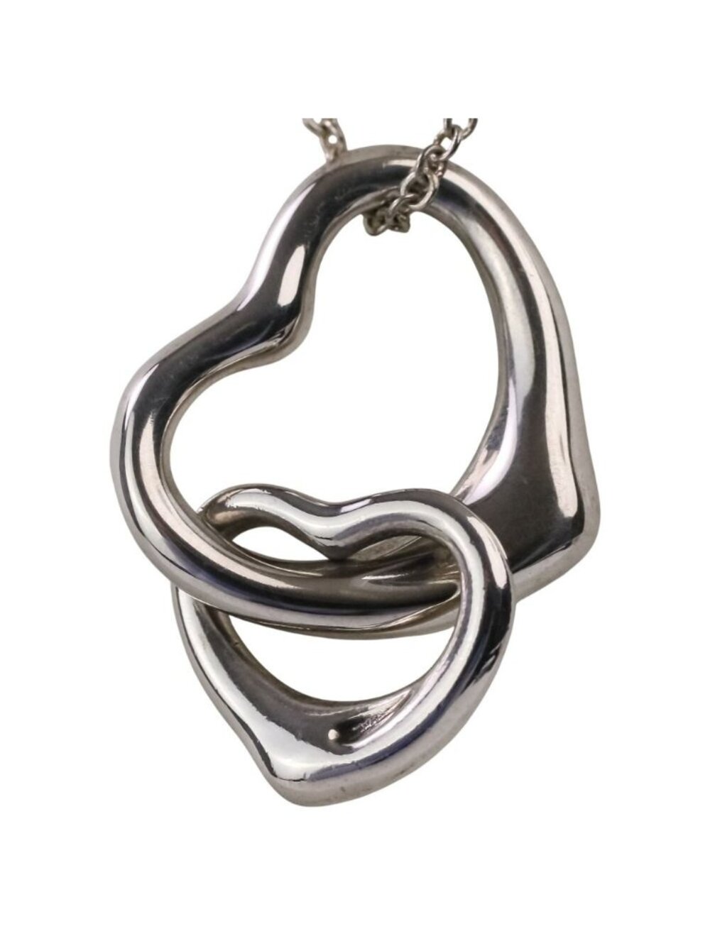 Tiffany & Co Double Open Heart Necklace Silver
